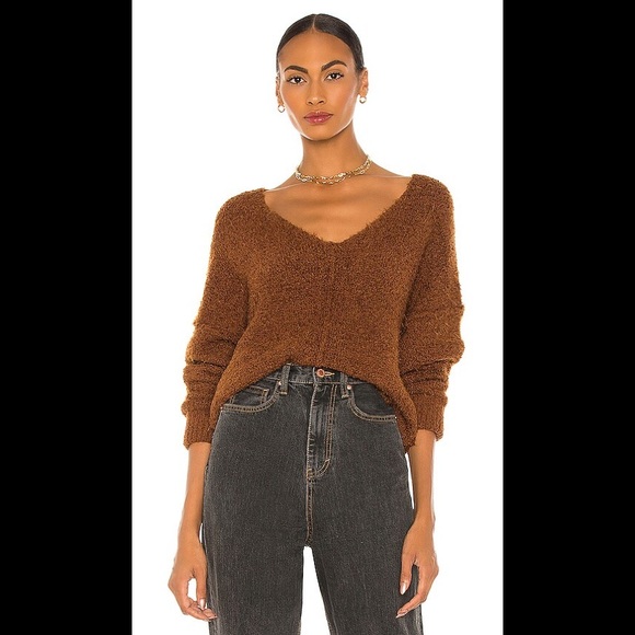 Free People 
Icing V Mocha Java Pullover Sweater - Picture 1 of 14